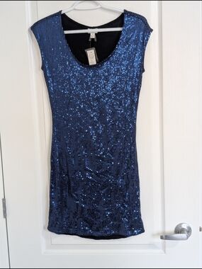Dynamite Navy Blue Sequin Mini Dress